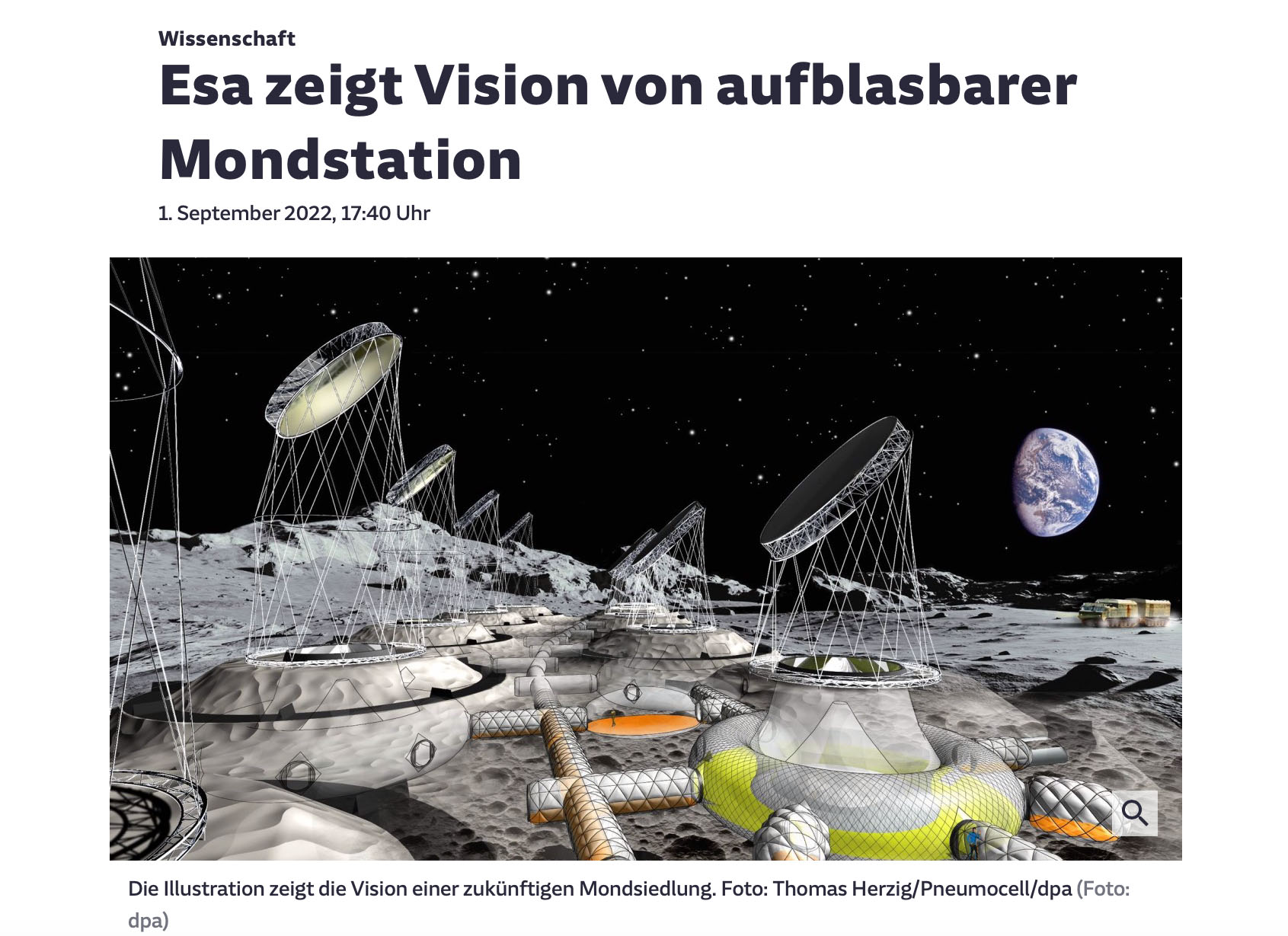 Süddeutsche Zeitung Pneumocell Planet Moon Habitat